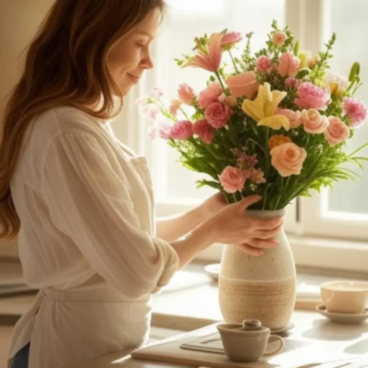 Virágok magyar otthonban, reggelizőasztalon