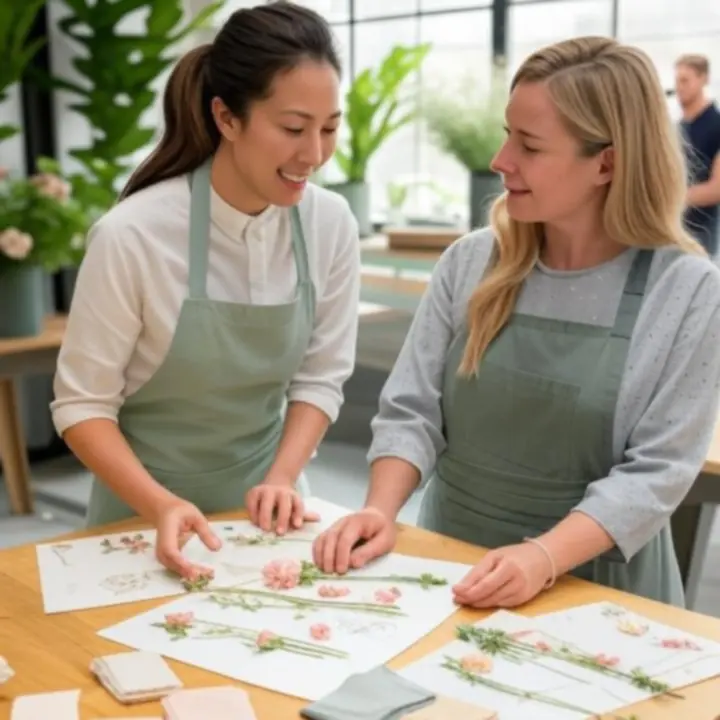 Virágkötő konzultáció ügyféllel eseménytervezés közben