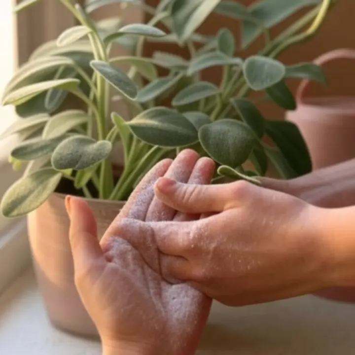 Szobanövény ápolás részlete, trópusi zöld növény közelről