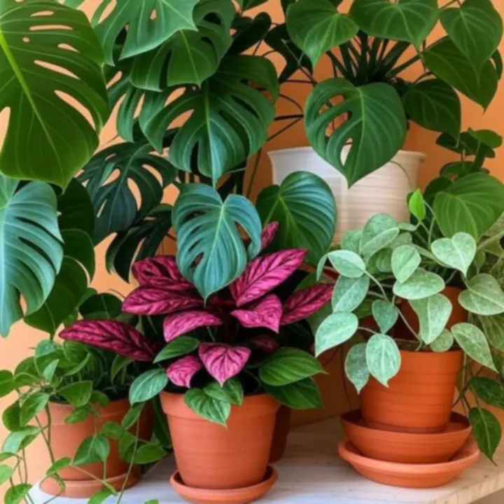 Trópusi monstera és filodendron levelek